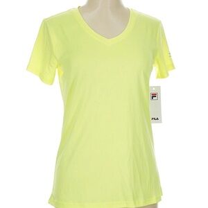 Fila Women's Light Yellow V-Neck Tee